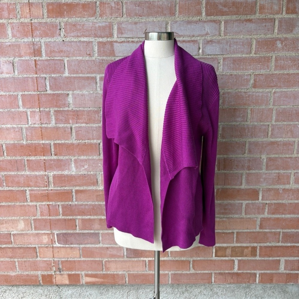 Lauren Ralph Lauren Cardigan Ribbed Knit Shawl Collar Women's XL Magenta